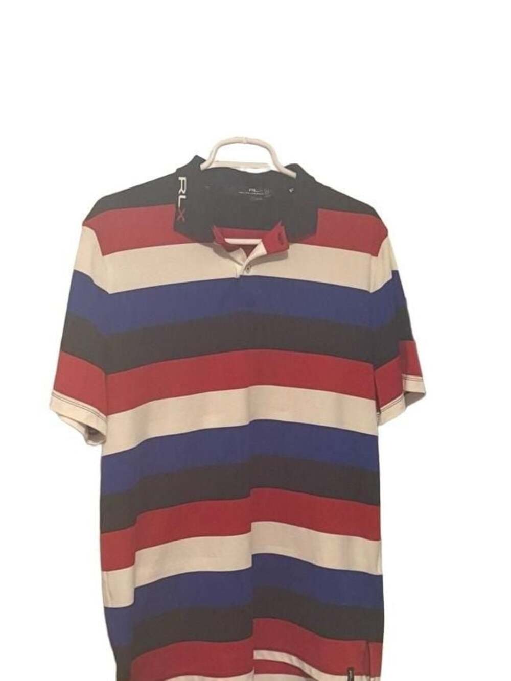 RLX Ralph Lauren Striped Polo Shirt Men's Size L Red White Blue Black